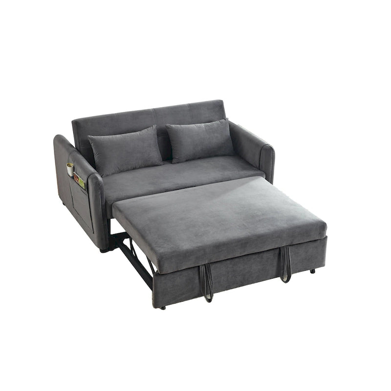 Doppelsitzer-Samtsofa mit verstellbarer Rückenlehne und ausziehbarem Bett