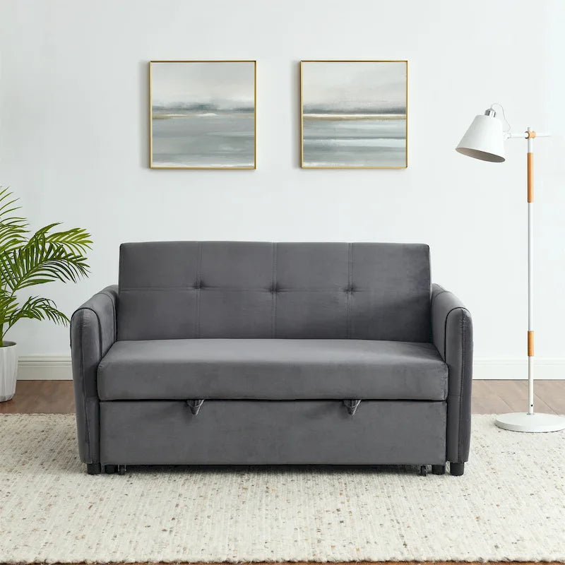 Doppelsitzer-Samtsofa mit verstellbarer Rückenlehne und ausziehbarem Bett