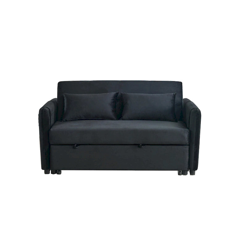 Doppelsitzer-Samtsofa mit verstellbarer Rückenlehne und ausziehbarem Bett