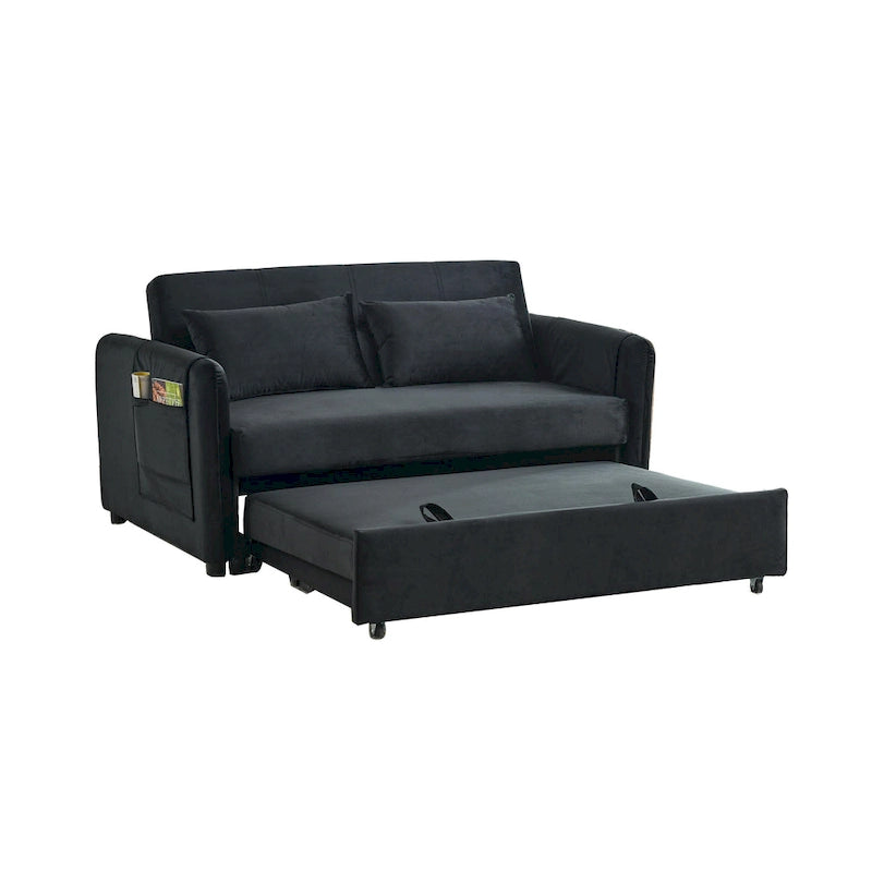 Doppelsitzer-Samtsofa mit verstellbarer Rückenlehne und ausziehbarem Bett