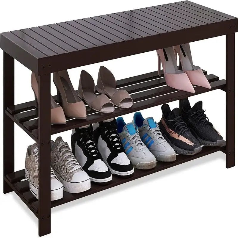 Bambus-Schuhregal mit Sitzbank