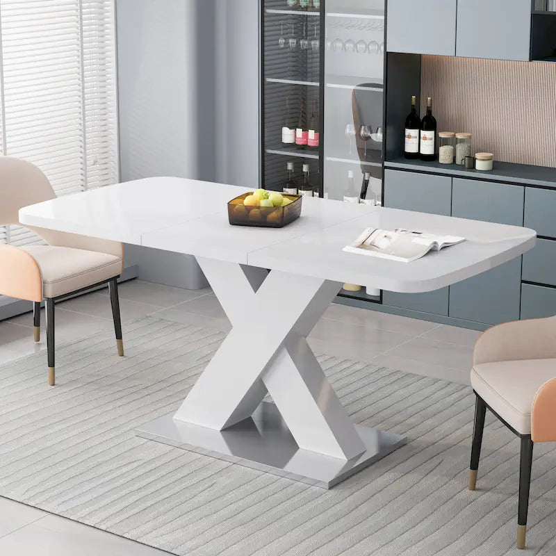 Ausziehbarer quadratischer Esstisch mit MDF-Tischplatte und Metallgestell
