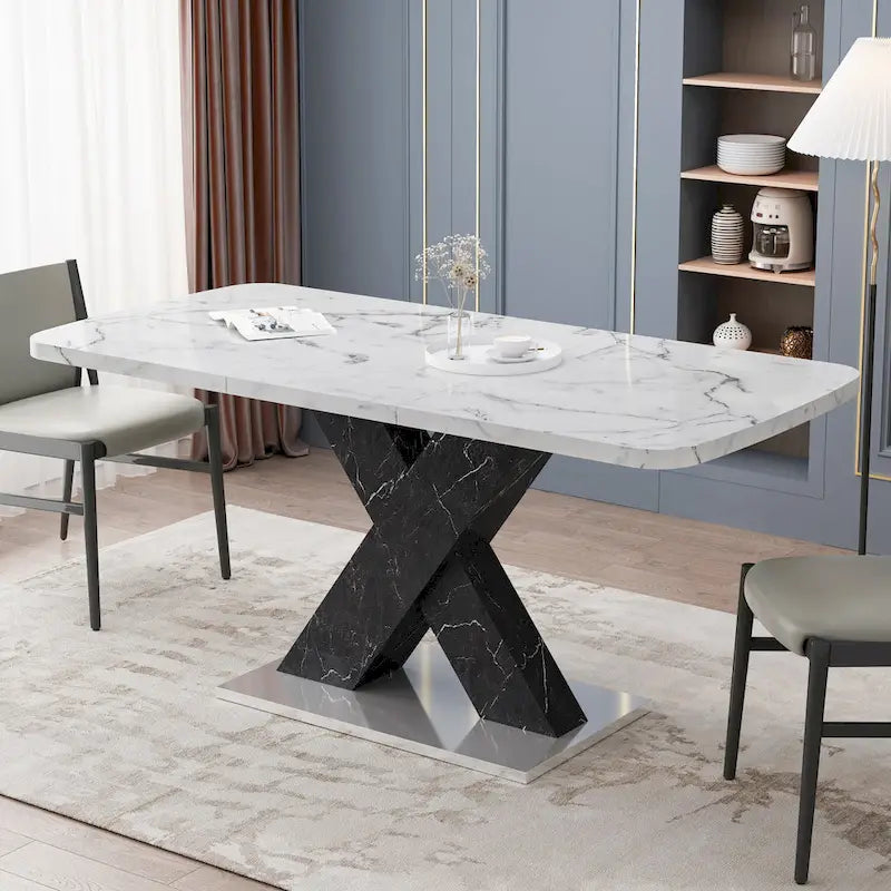 Ausziehbarer quadratischer Esstisch mit MDF-Tischplatte und Metallgestell