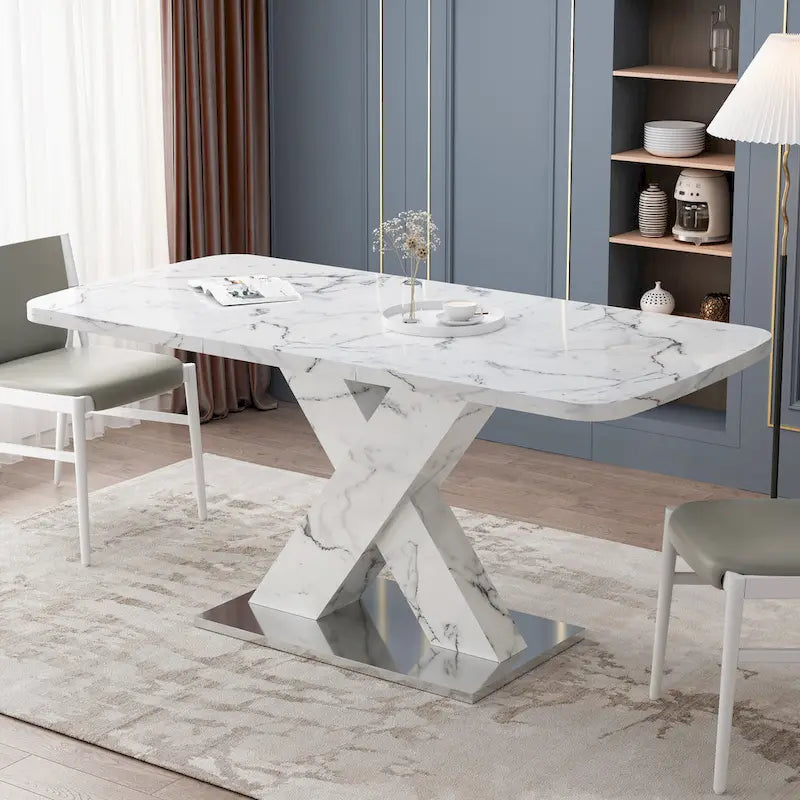 Tavolo da pranzo quadrato allungabile con piano in MDF e base in metallo