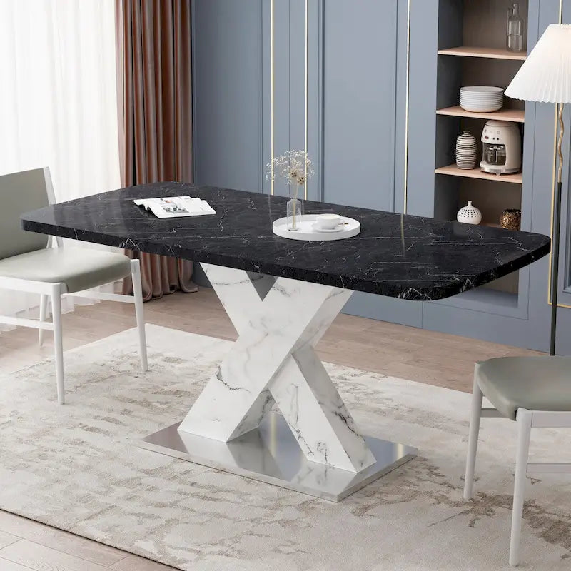 Ausziehbarer quadratischer Esstisch mit MDF-Tischplatte und Metallgestell