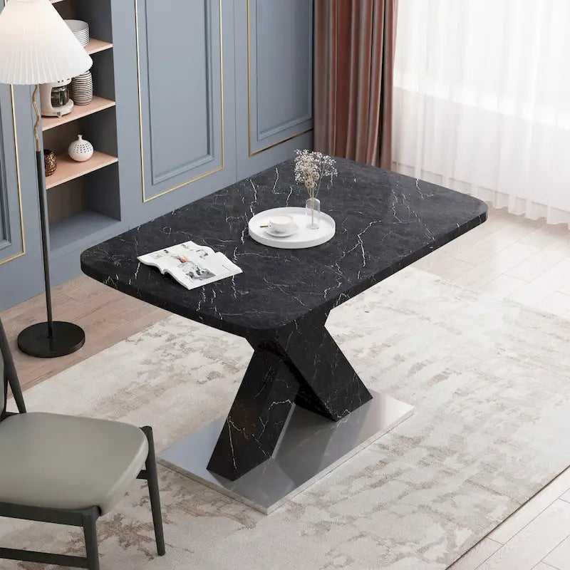 Ausziehbarer quadratischer Esstisch mit MDF-Tischplatte und Metallgestell