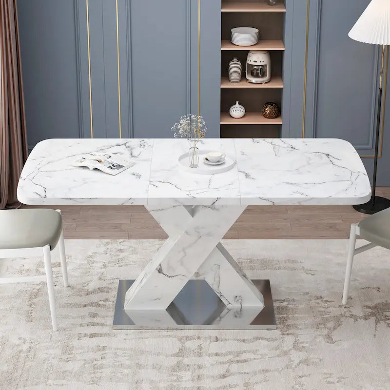 Tavolo da pranzo quadrato allungabile con piano in MDF e base in metallo