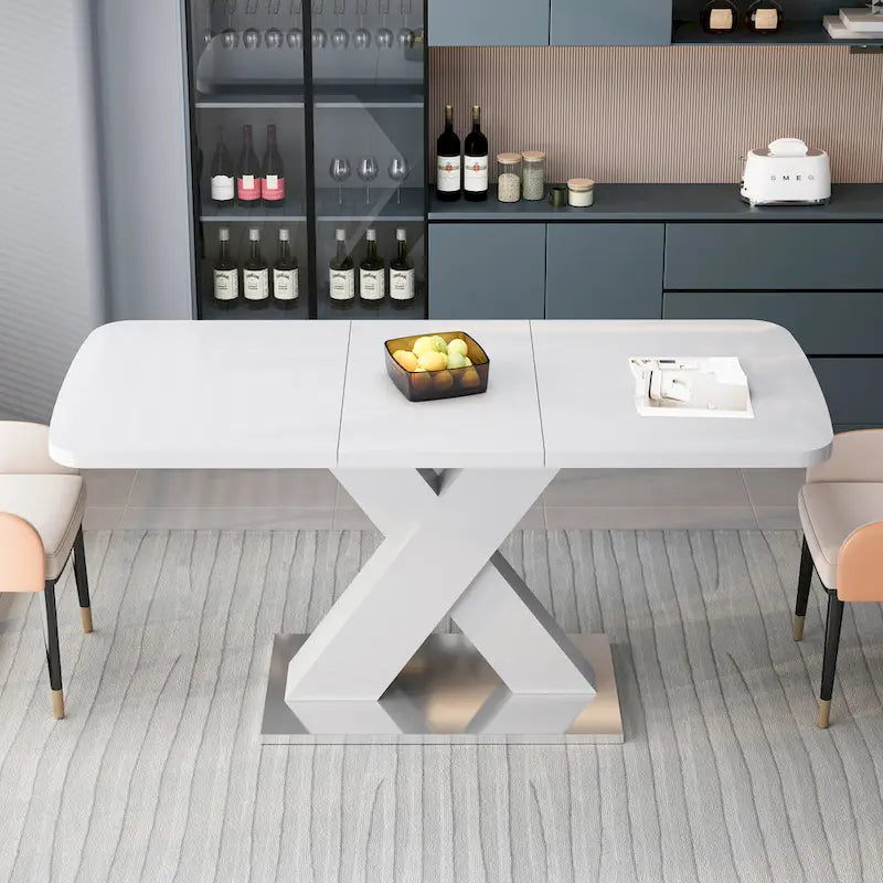 Tavolo da pranzo quadrato allungabile con piano in MDF e base in metallo