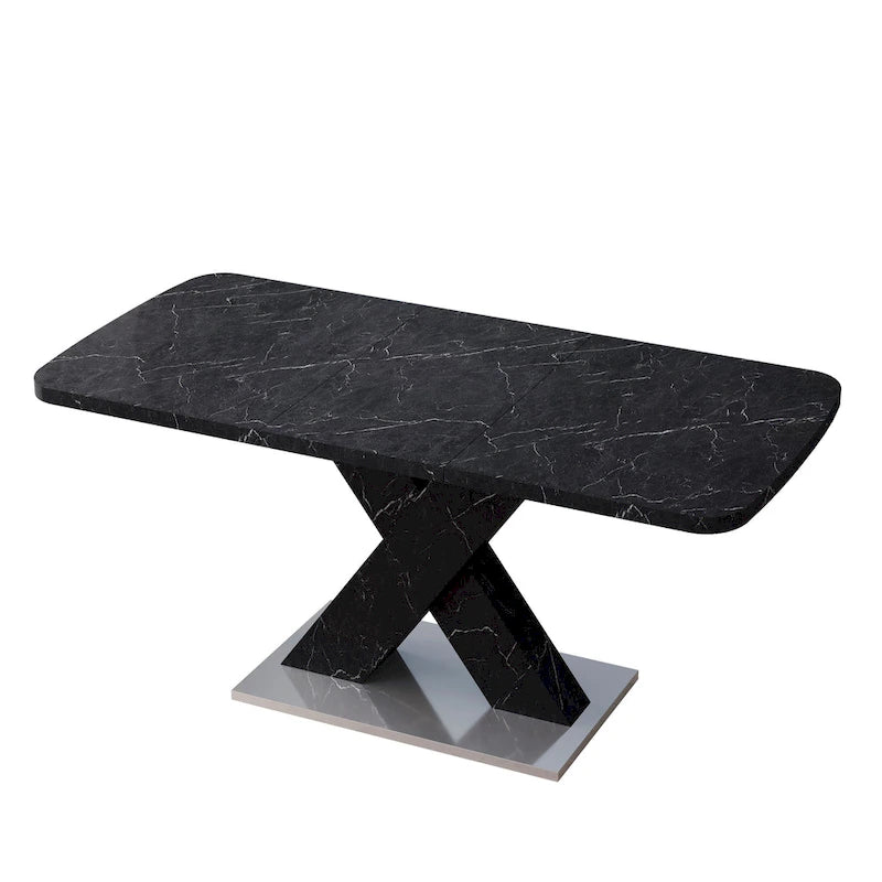 Tavolo da pranzo quadrato allungabile con piano in MDF e base in metallo