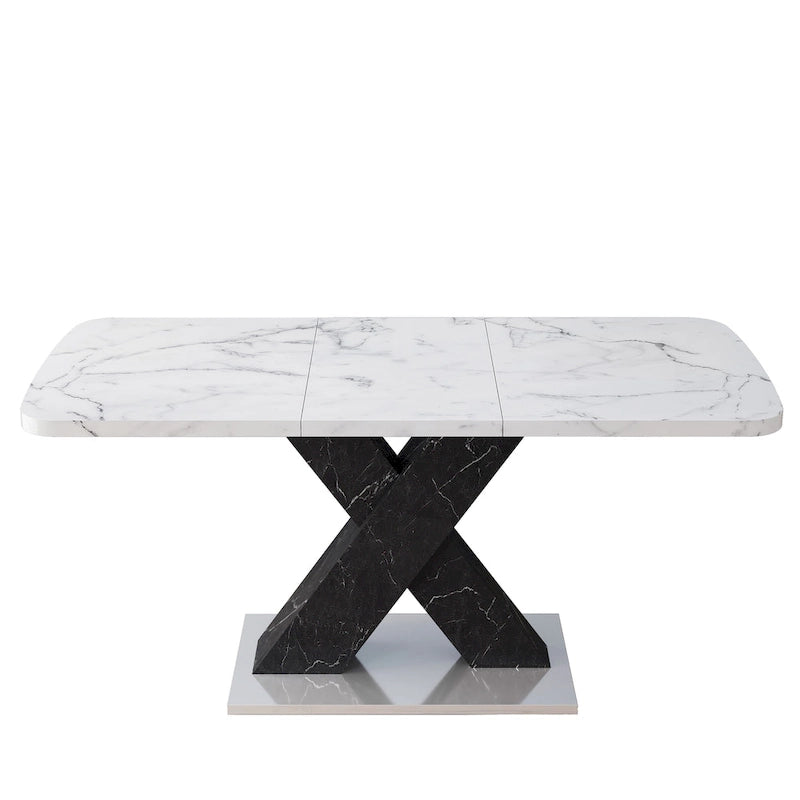 Tavolo da pranzo quadrato allungabile con piano in MDF e base in metallo
