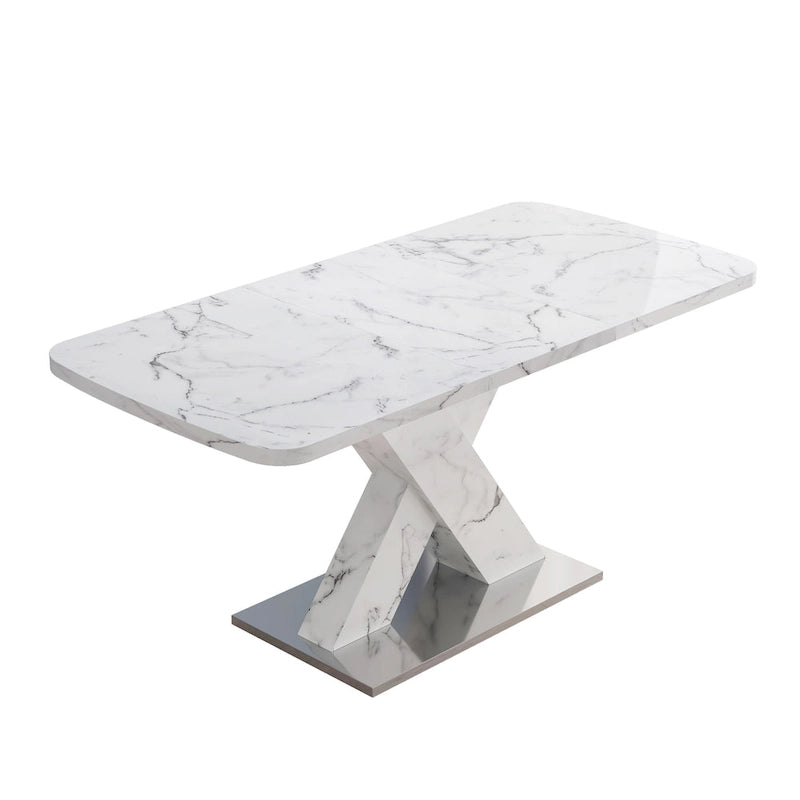 Tavolo da pranzo quadrato allungabile con piano in MDF e base in metallo