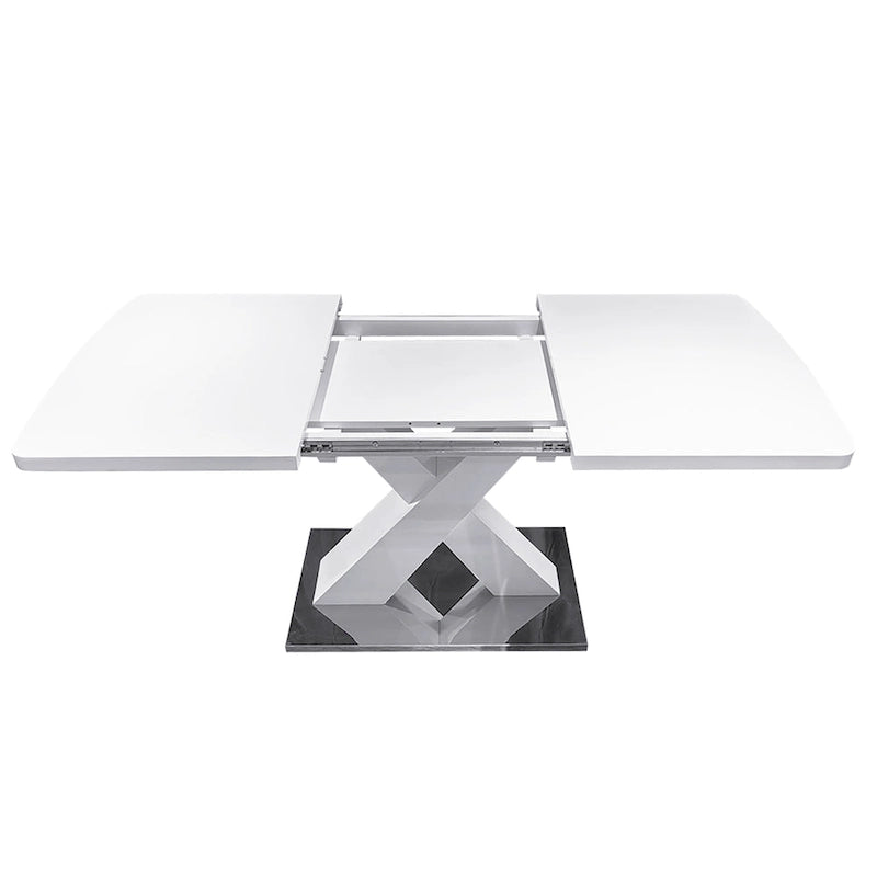 Tavolo da pranzo quadrato allungabile con piano in MDF e base in metallo