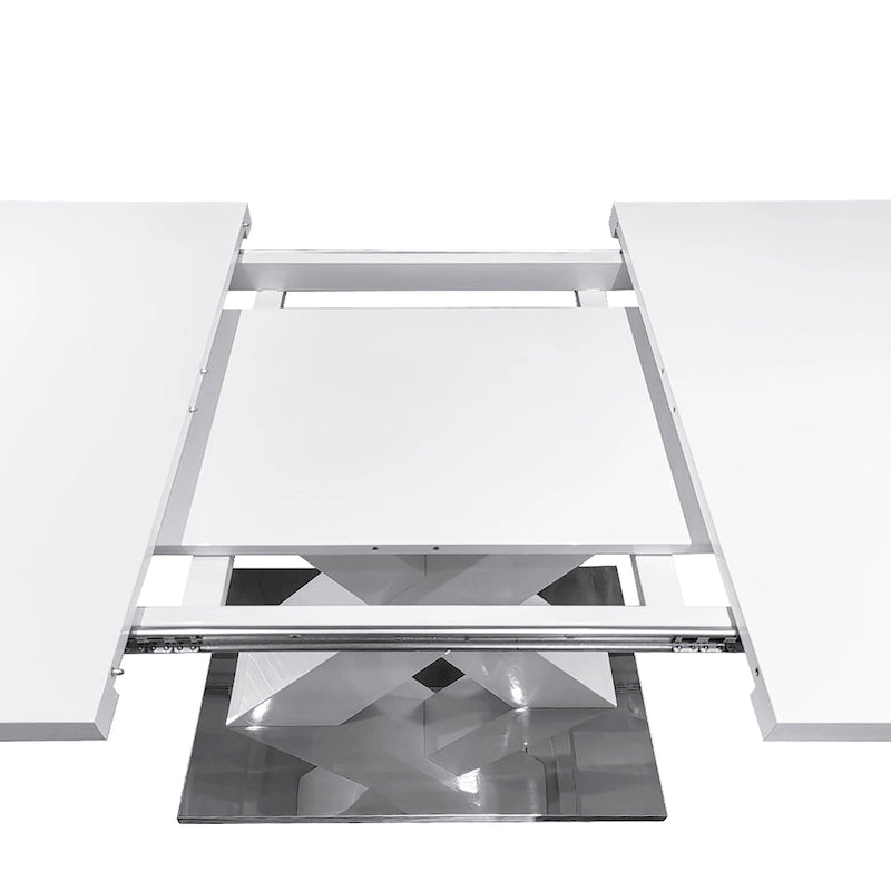Tavolo da pranzo quadrato allungabile con piano in MDF e base in metallo