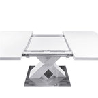 Tavolo da pranzo quadrato allungabile con piano in MDF e base in metallo