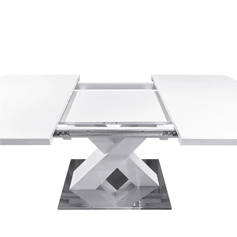 Tavolo da pranzo quadrato allungabile con piano in MDF e base in metallo