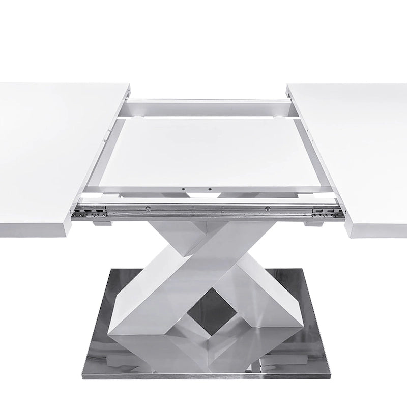 Tavolo da pranzo quadrato allungabile con piano in MDF e base in metallo