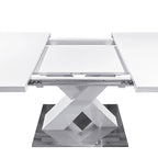 Tavolo da pranzo quadrato allungabile con piano in MDF e base in metallo