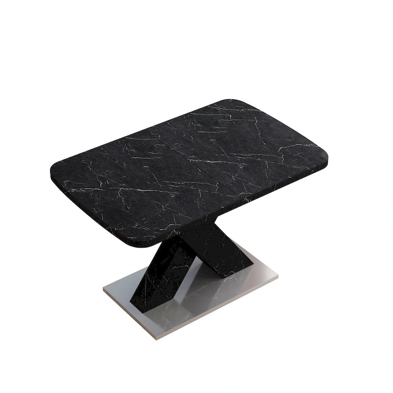 Tavolo da pranzo quadrato allungabile con piano in MDF e base in metallo