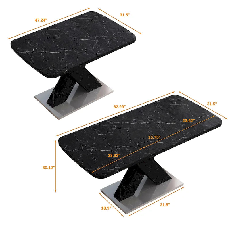 Tavolo da pranzo quadrato allungabile con piano in MDF e base in metallo
