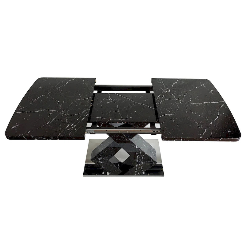Tavolo da pranzo quadrato allungabile con piano in MDF e base in metallo