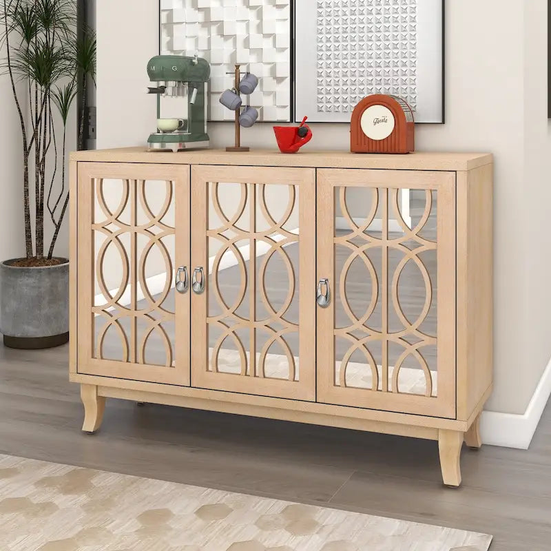 Sideboard-Buffetschrank mit 3 Türen und Spiegeln