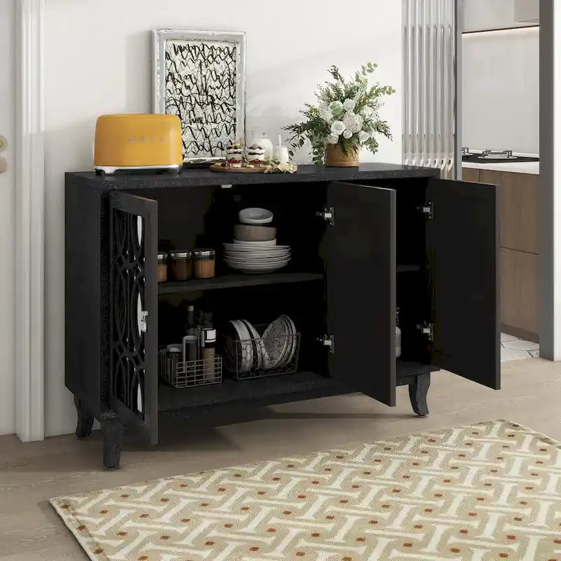 Credenza buffet contenitore a 3 ante con ante a specchio
