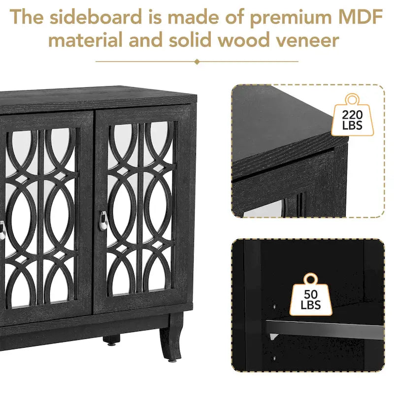 Credenza buffet contenitore a 3 ante con ante a specchio