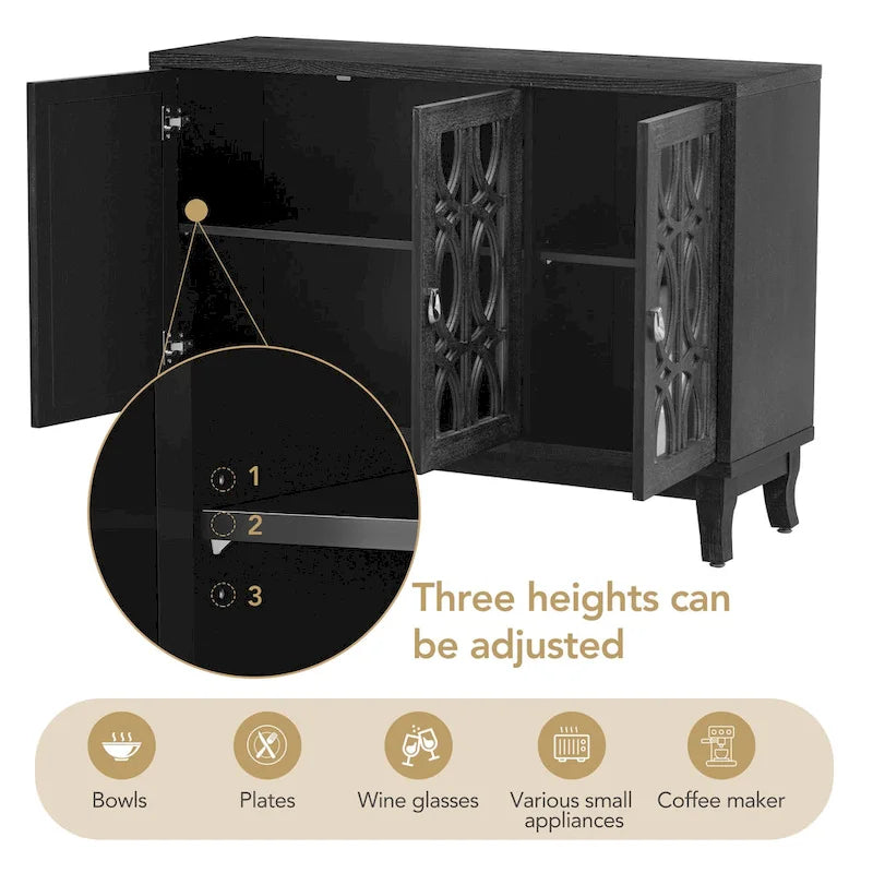 Credenza buffet contenitore a 3 ante con ante a specchio
