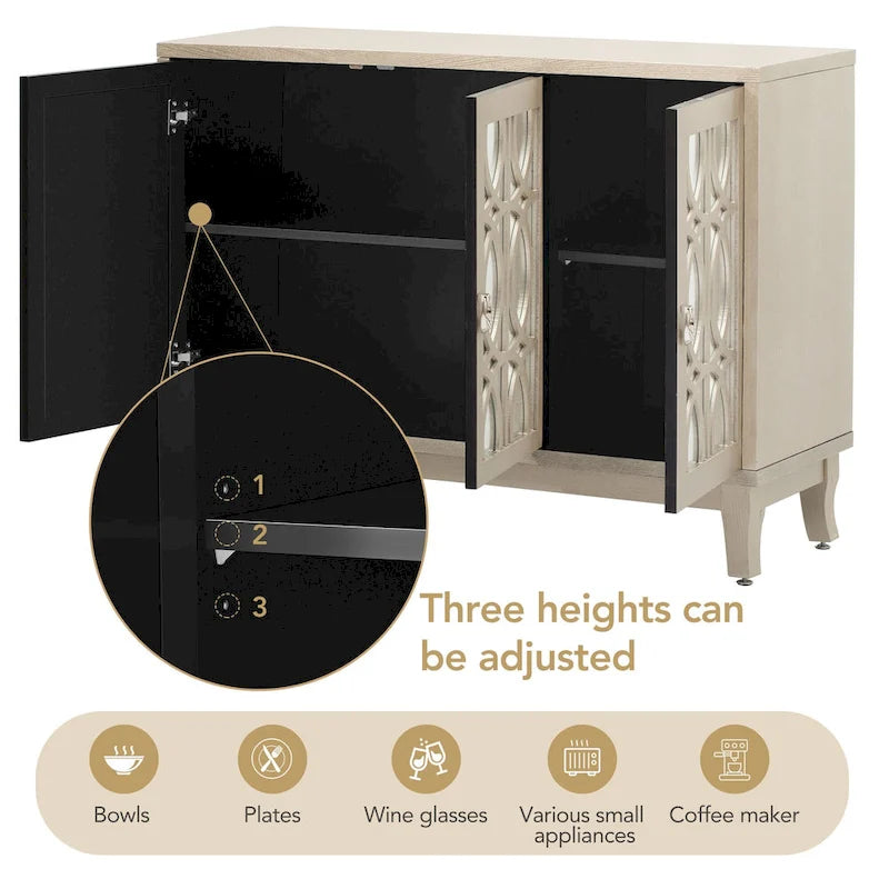 Credenza buffet contenitore a 3 ante con ante a specchio