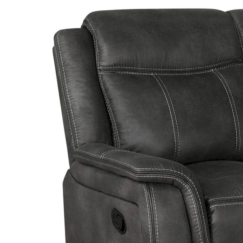 Sillón de dos plazas reclinable manual con movimiento de 74 pulgadas, espuma de gel y piel sintética negra