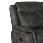 Sillón de dos plazas reclinable manual con movimiento de 74 pulgadas, espuma de gel y piel sintética negra