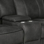 Sillón de dos plazas reclinable manual con movimiento de 74 pulgadas, espuma de gel y piel sintética negra