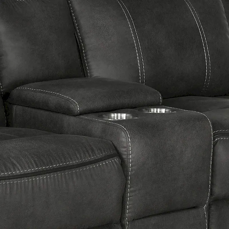 74-Zoll-Loveseat mit manueller Bewegungsfunktion, Gel-Schaumstoff und schwarzem Kunstleder