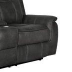 Sillón de dos plazas reclinable manual con movimiento de 74 pulgadas, espuma de gel y piel sintética negra
