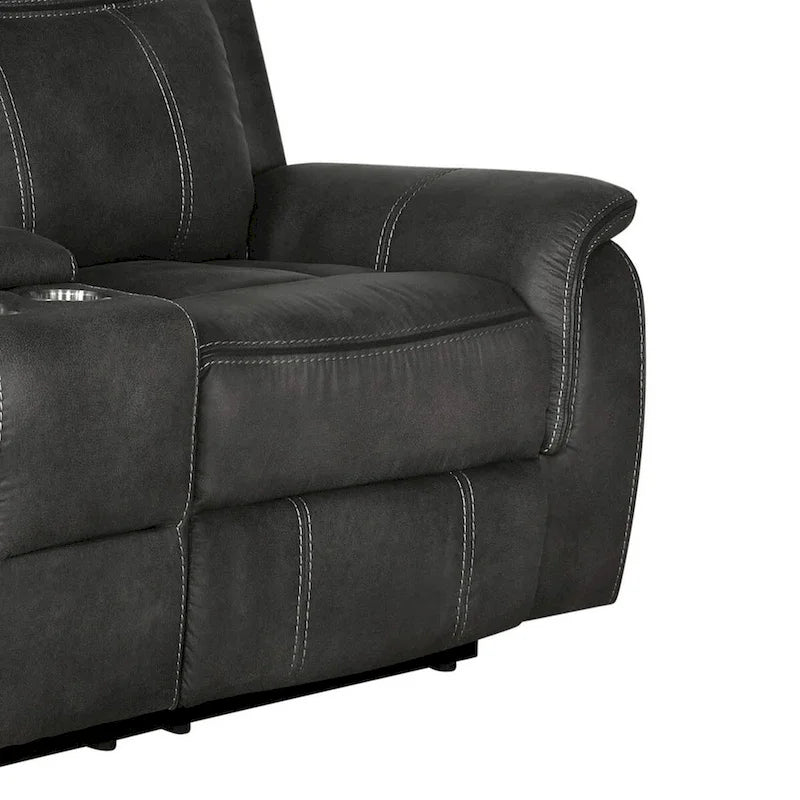 74-Zoll-Loveseat mit manueller Bewegungsfunktion, Gel-Schaumstoff und schwarzem Kunstleder