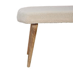 Banc rembourré en bouclé avec pieds en bois massif
