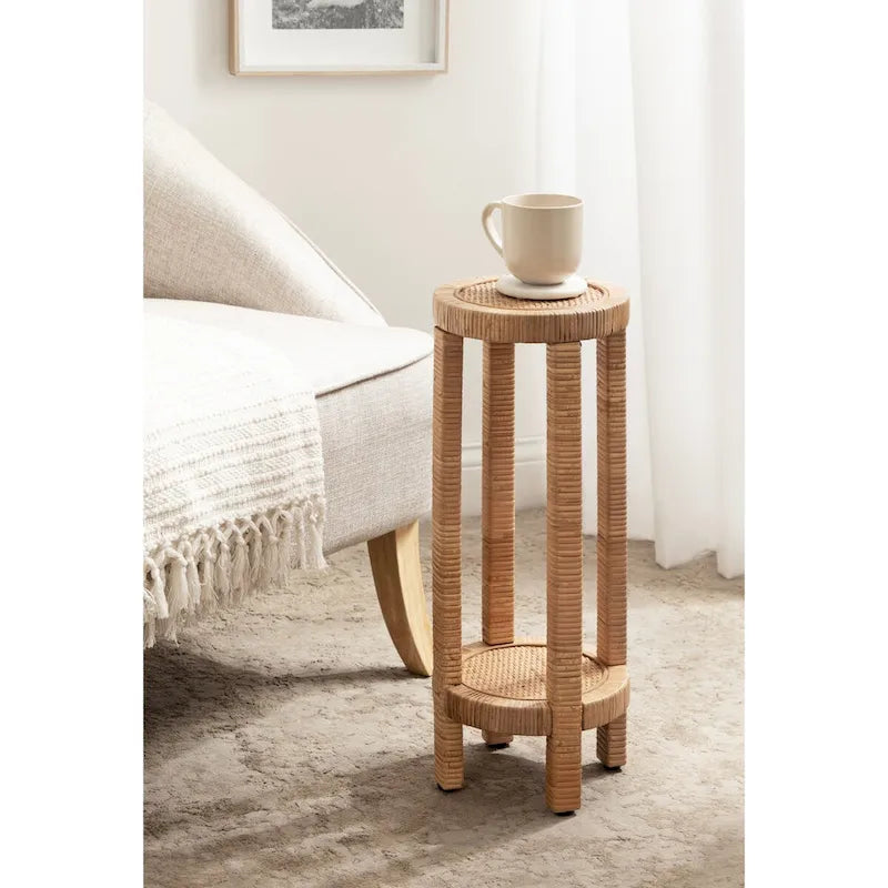 Tavolino rotondo in rattan - 9x9x22 pollici
