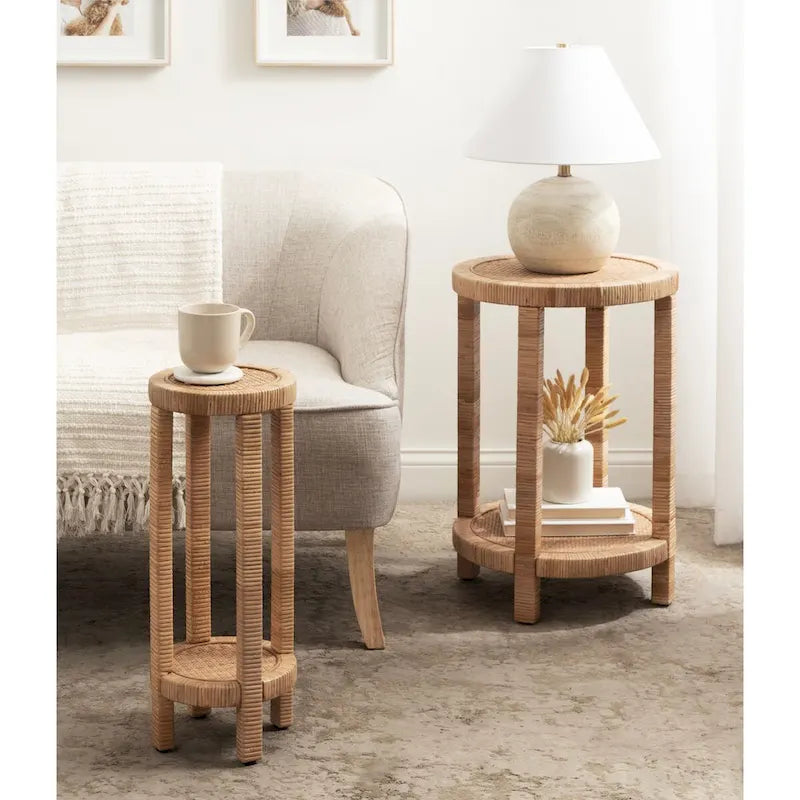 Tavolino rotondo in rattan - 9x9x22 pollici