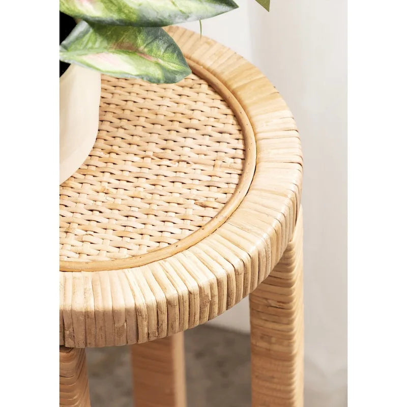 Tavolino rotondo in rattan - 9x9x22 pollici