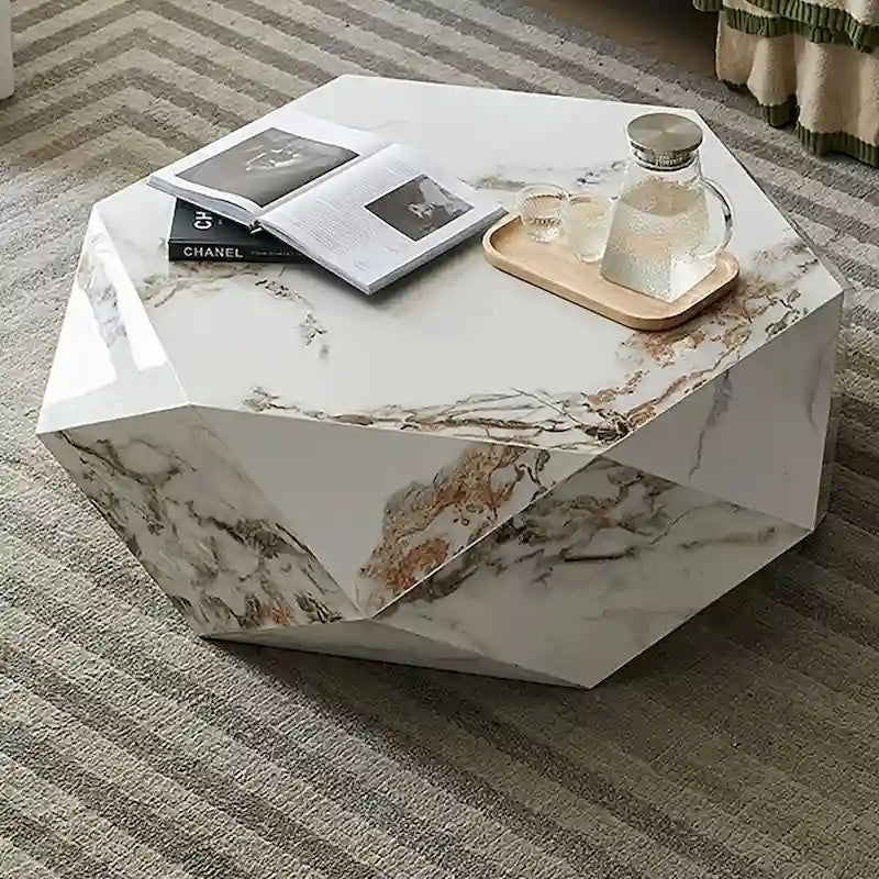 Mesa de centro de mármol blanco sintético de 43.3"