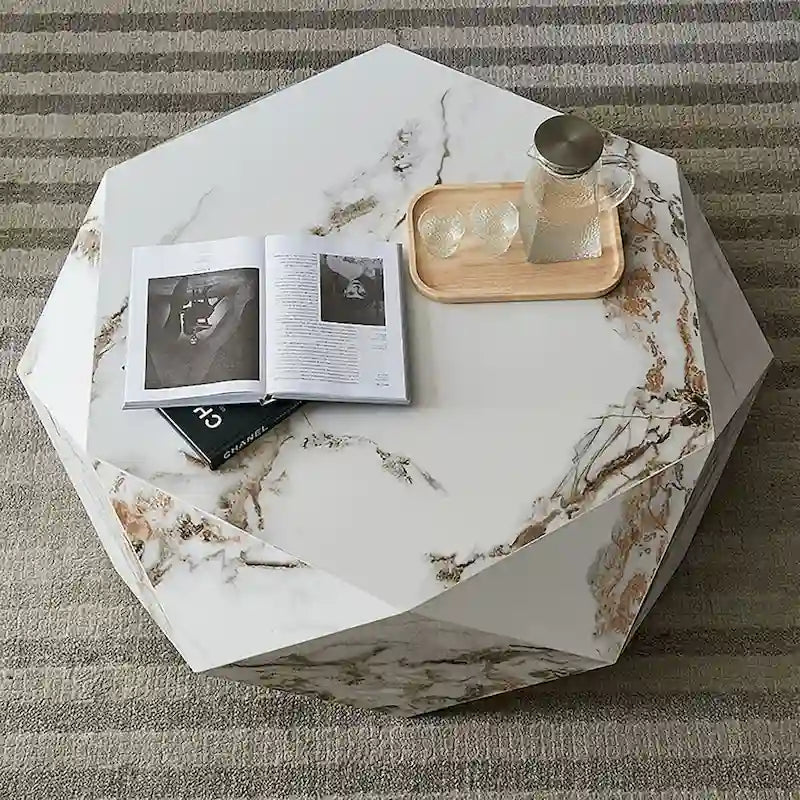 Couchtisch in Weiß mit Marmoroptik 43,3"