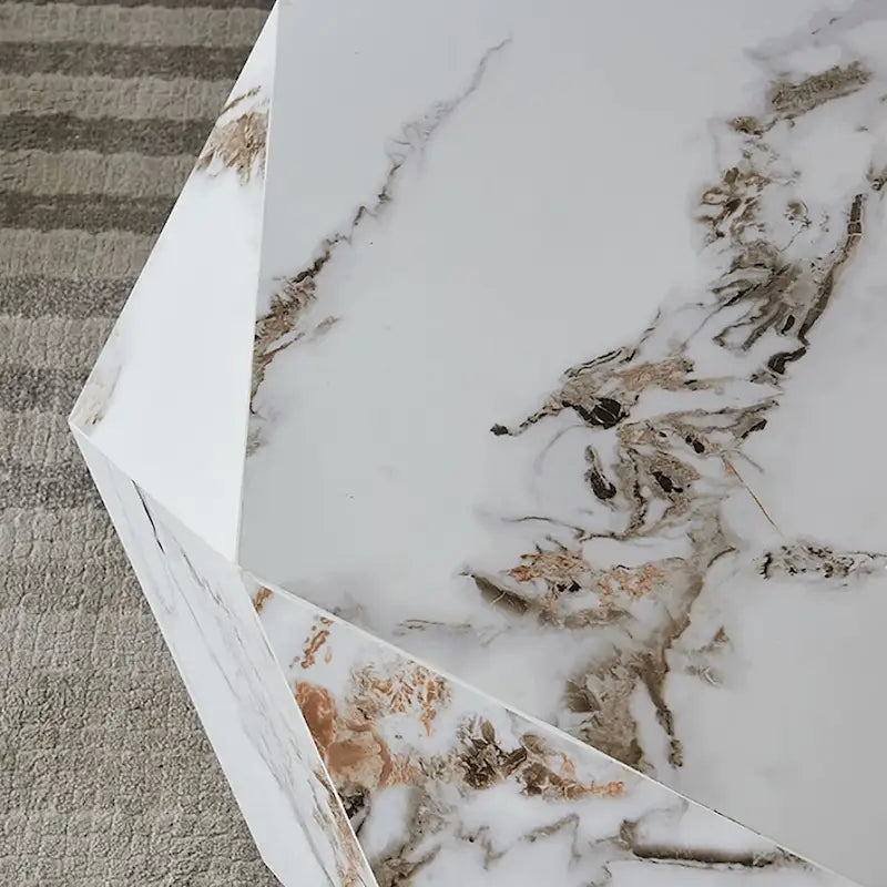 Mesa de centro de mármol blanco sintético de 43.3"