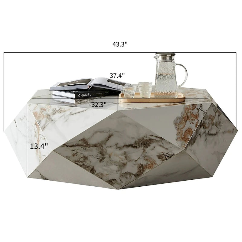 Mesa de centro de mármol blanco sintético de 43.3"