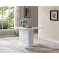 Wood Pedestal Wave Design Kitchen Dining Room Table, White