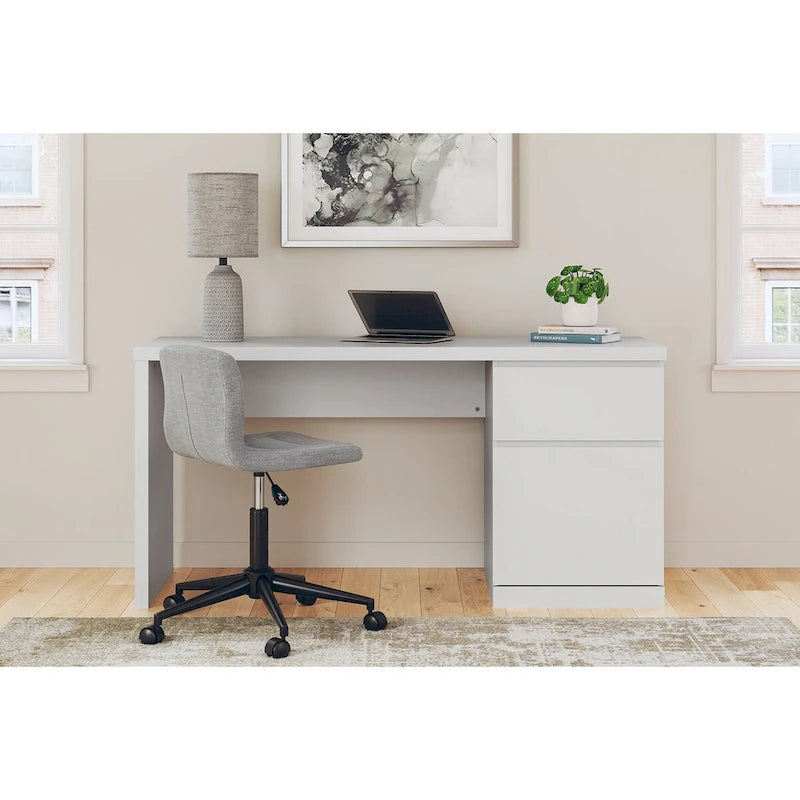 Scrivania bianca da 60" per ufficio domestico con cassetto e contenitore