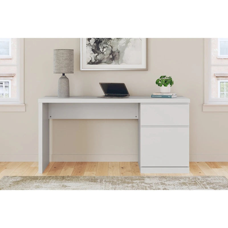Scrivania bianca da 60" per ufficio domestico con cassetto e contenitore