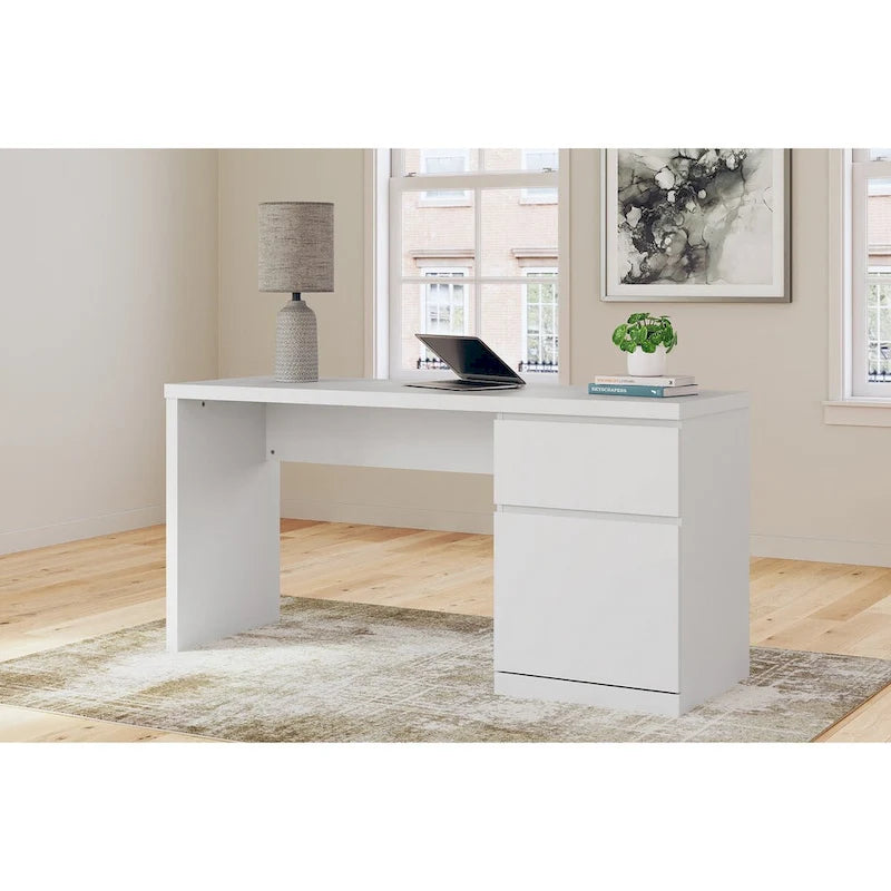Scrivania bianca da 60" per ufficio domestico con cassetto e contenitore