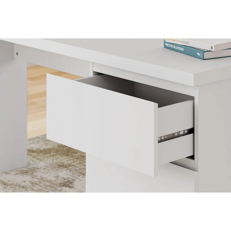 Scrivania bianca da 60" per ufficio domestico con cassetto e contenitore