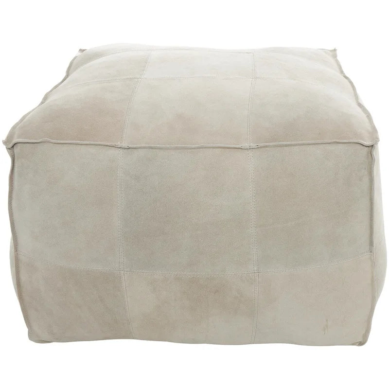 Quadratischer Pouf aus Leder mit niedriger Sitzhöhe und Patchwork-Design - Braun, Grau oder Dunkelbraun
